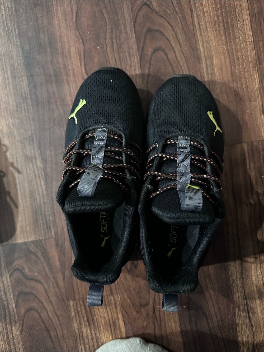 PUMA kids Black Athletic Sneakers with Lime Accent